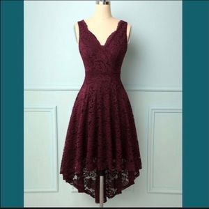 Burgundy high low dress